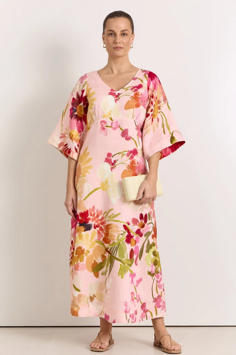 Odette Linen Midi Dress Cotswold Print