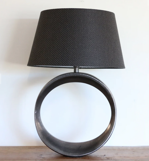 Orb Lamp Base with charcoal drum shade