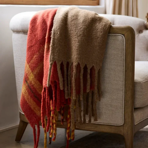 Paprika Plaid Tassel Throw