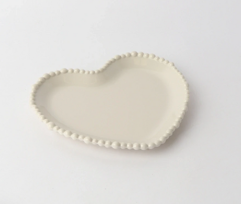 Melamine Pearl Heart Plate 20cm Sand