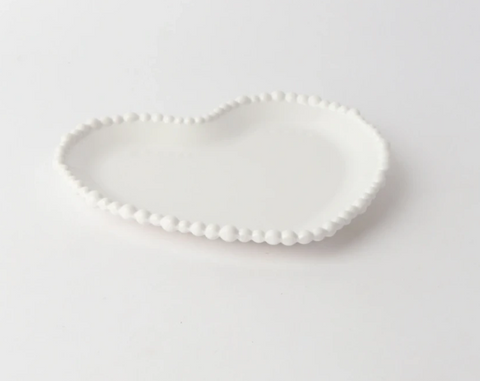 Melamine Pearl Heart Plate 20cm White