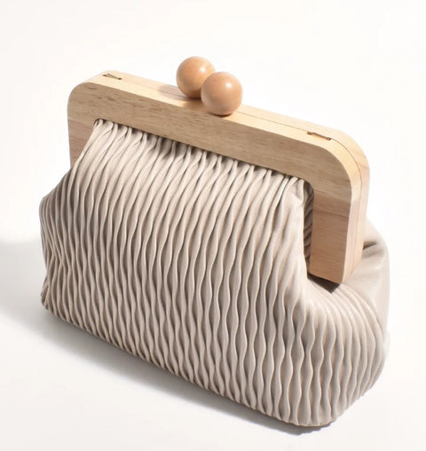 Piper Wavy Timber Frame Clutch Mocha