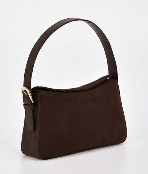 PORTSEA Leather & Suede Shoulder Bag - Chocolate