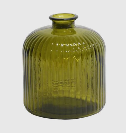 Quita Fluted Bottle 18cm - Khaki Olive