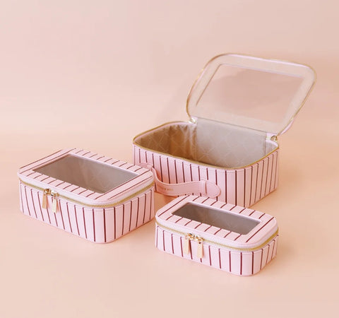 Rose Pinstripe Cosmetic Nested Trio Set