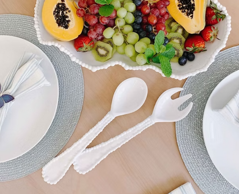 Melamine Pearl Salad Servers White
