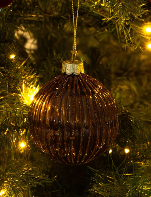Sparkling Sphere Glass Bauble Chestnut LGE