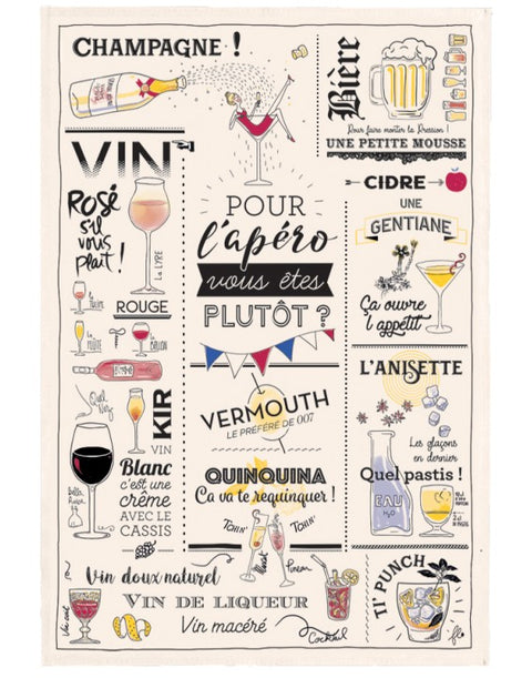 Tea towel 48x72cm cotton Apero drinks