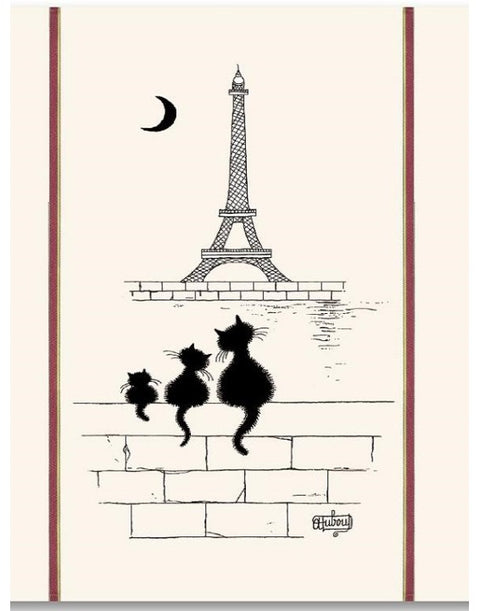 Tea towel 60x80cm Cat eiffel tower