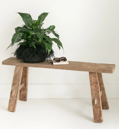 Teak Bench Medium Natural 80x20x39cm