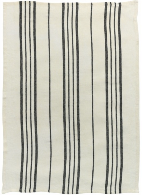 Linen Tea towel 55x75cm Black Stripes