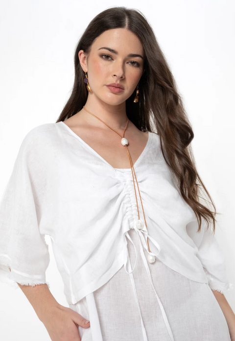 Tethys Dress with Drawstring Top - One Size - White