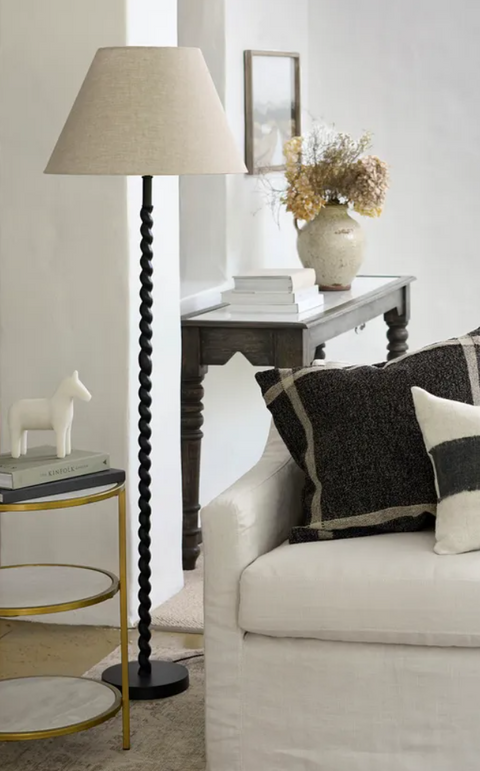 Twist Floor Lamp Base with Linen Shade 40cm