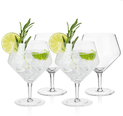 Set 4 Crystal Gin & Tonic Glasses