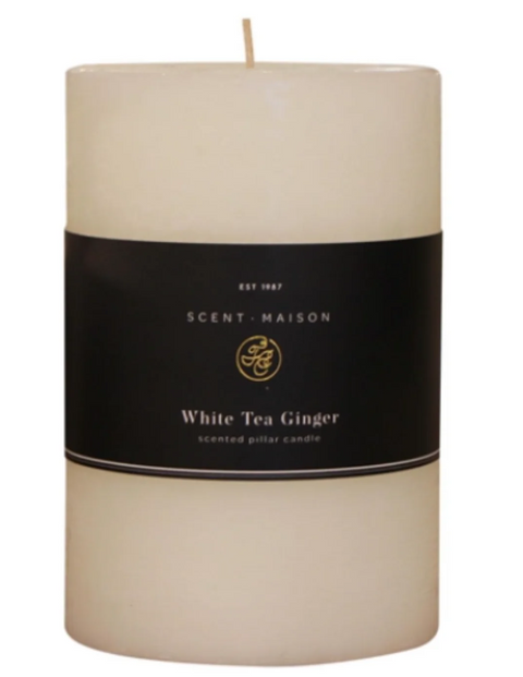 Pillar Candle White Tea Ginger 4x6"