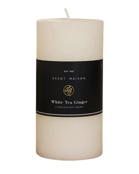 Pillar Candle White Tea Ginger 3x6"