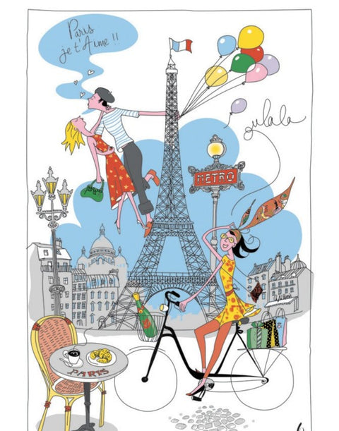 Tea towel 48x72cm cotton Paris Bike