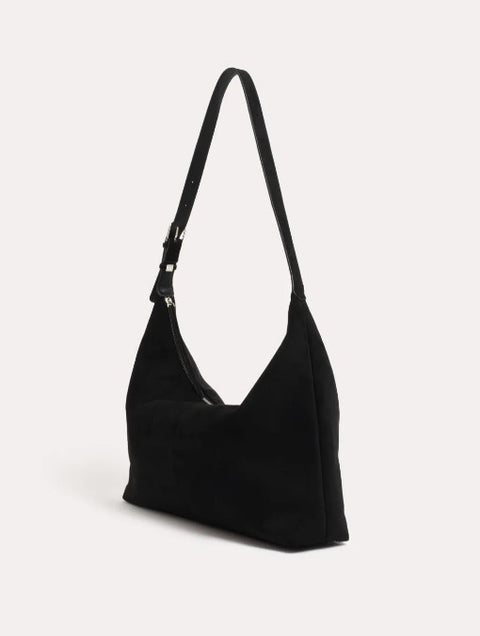 Wren Faux Suede Slouchy Tote - Black
